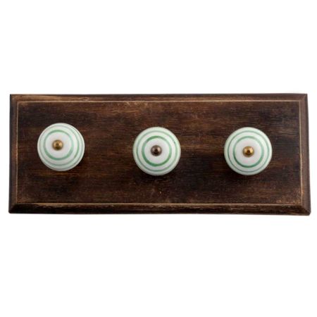 White Pea Green Strip Wooden Hooks